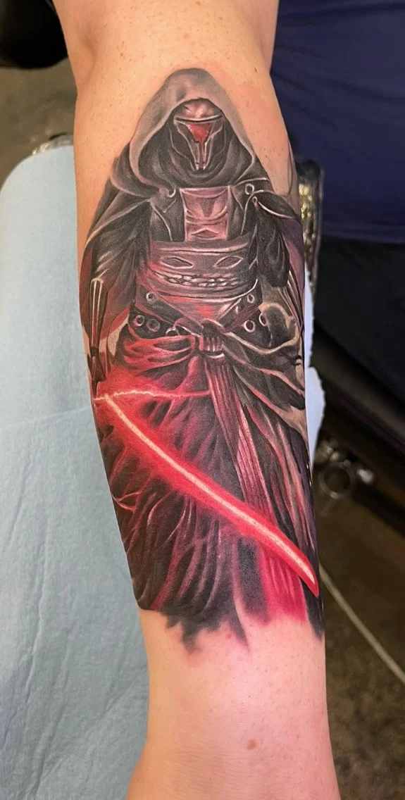 Realistic Star Wars tattoo by Tiny at The Wolves Den Pakenham.