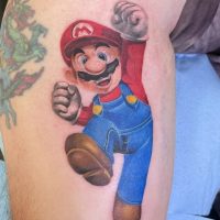 Realistic Mario tattoo by Tiny at The Wolves Den Pakenham.